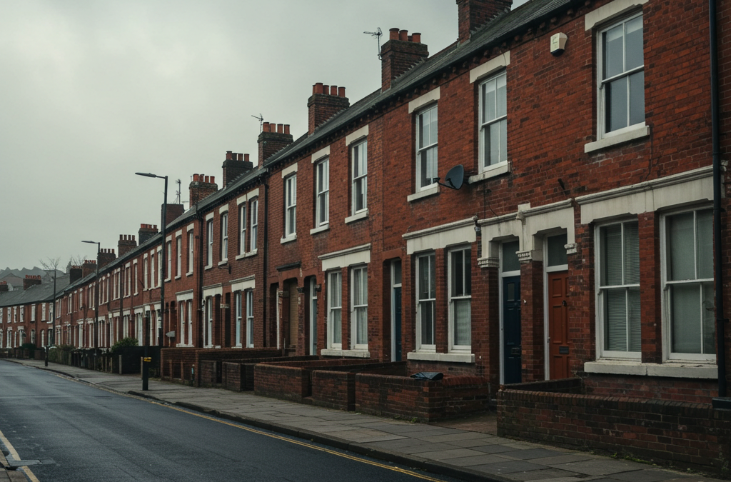 Row of North East England terraced houses — lease option property investment